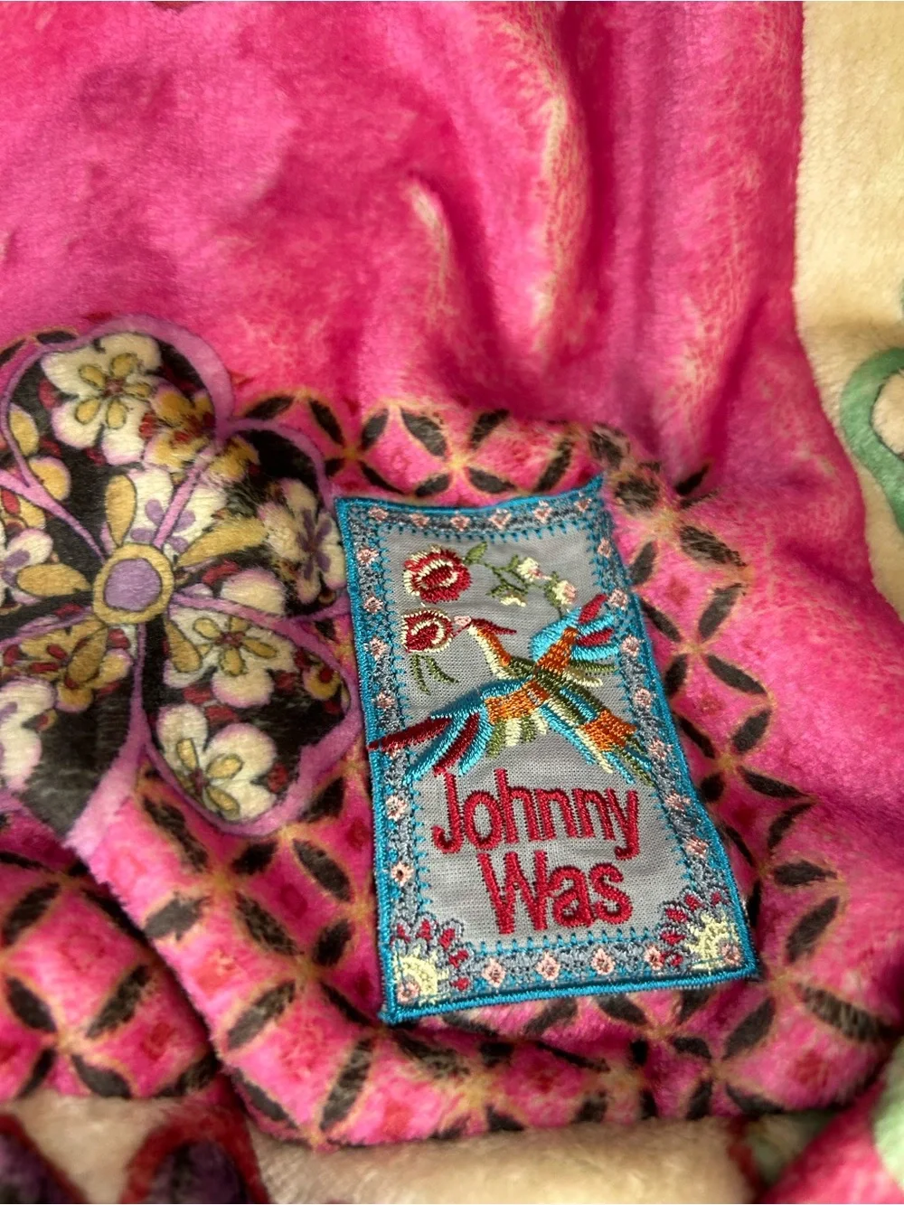 Johnny Was NWT Plush Floral Cozy Drawstring Carrier Bag NO BLANKET INCLUDED